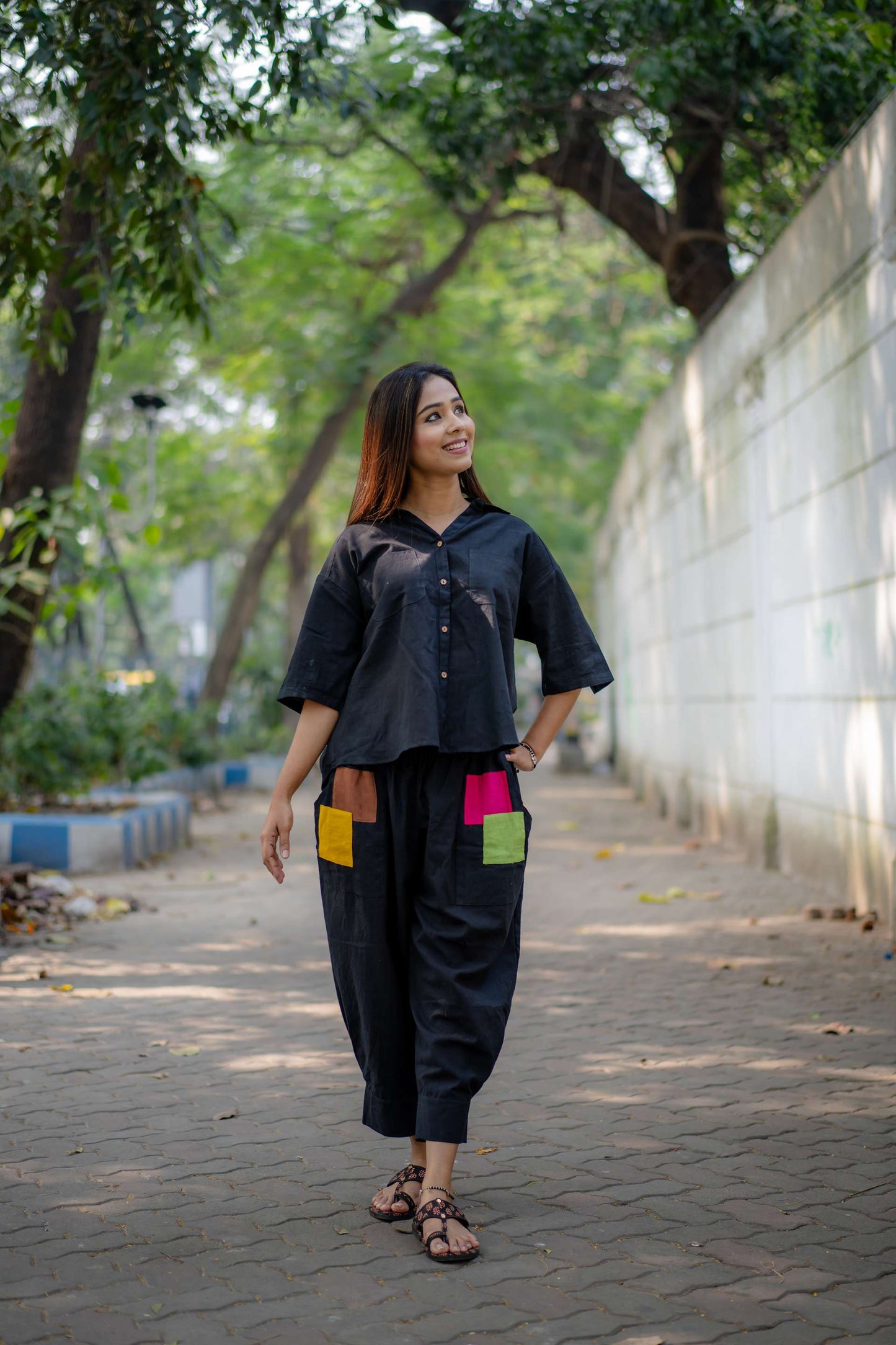 Handwoven Pure Khadi Black Boxy Shirt