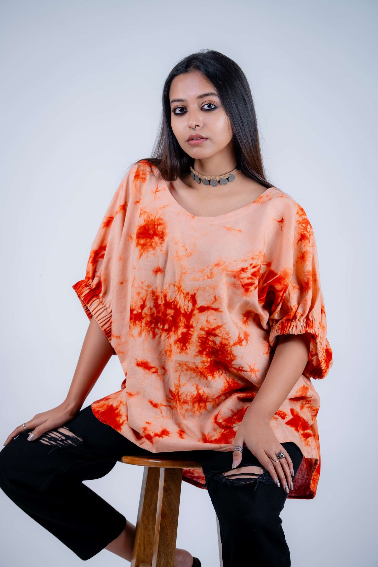 Khadi Tie Dye Anti Fit Top ( Rust )