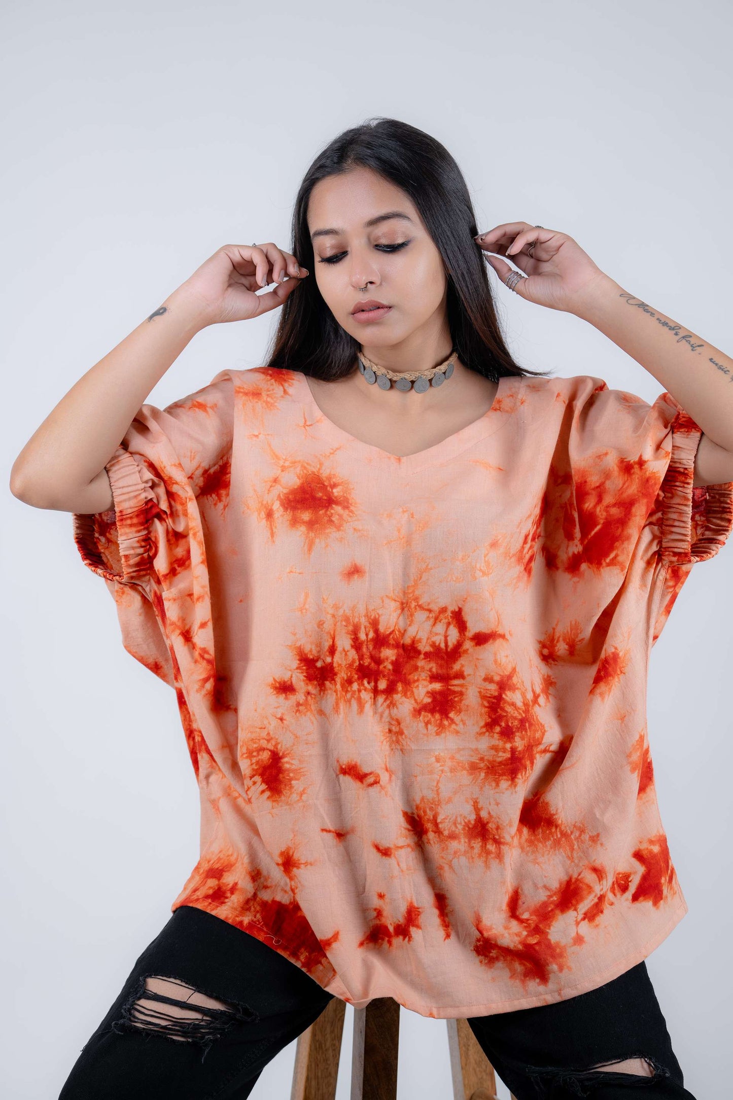 Khadi Tie Dye Anti Fit Top ( Rust )