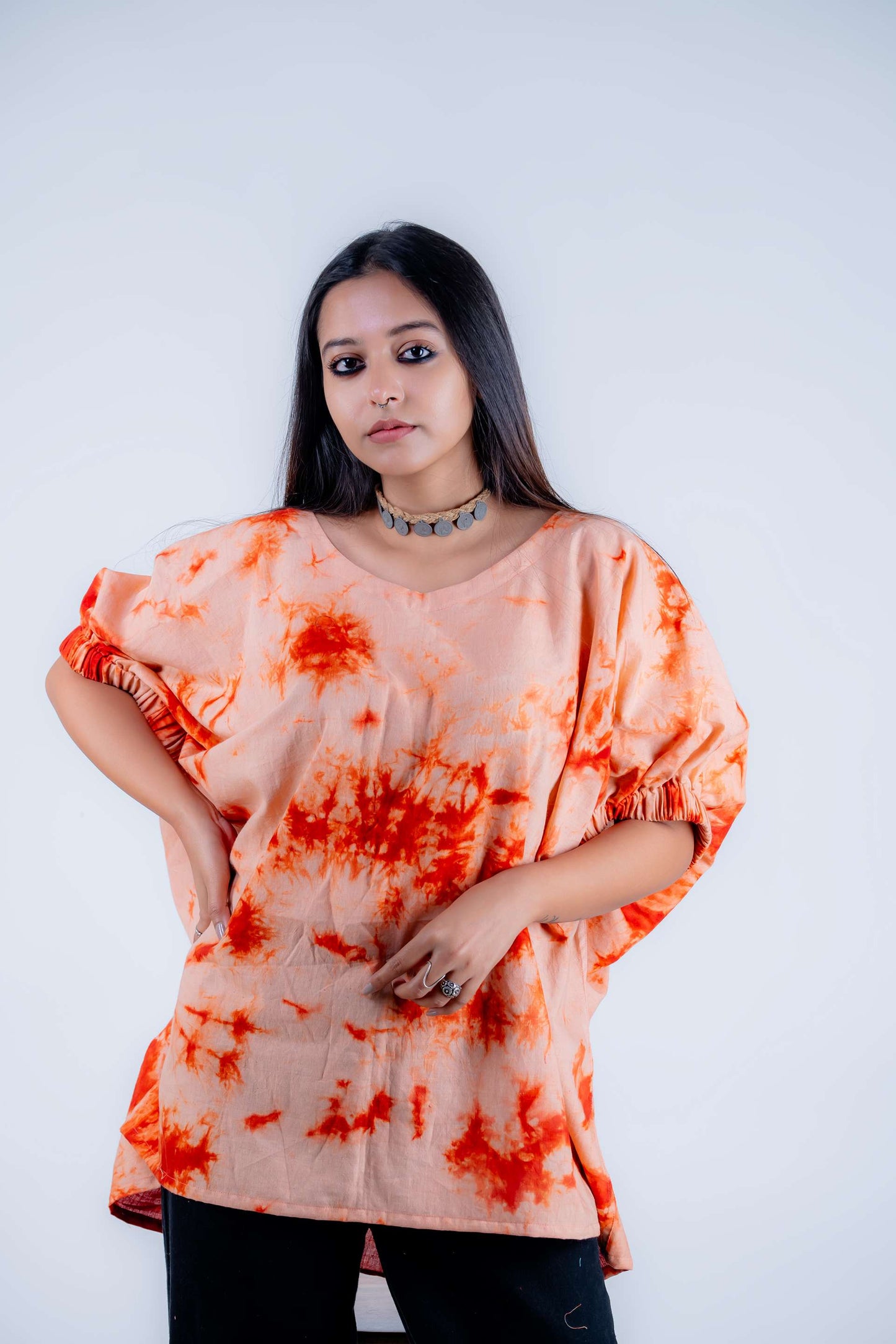 Khadi Tie Dye Anti Fit Top ( Rust )