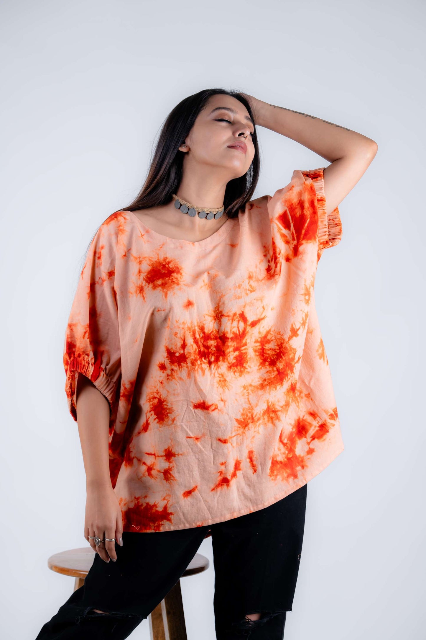 Khadi Tie Dye Anti Fit Top ( Rust )