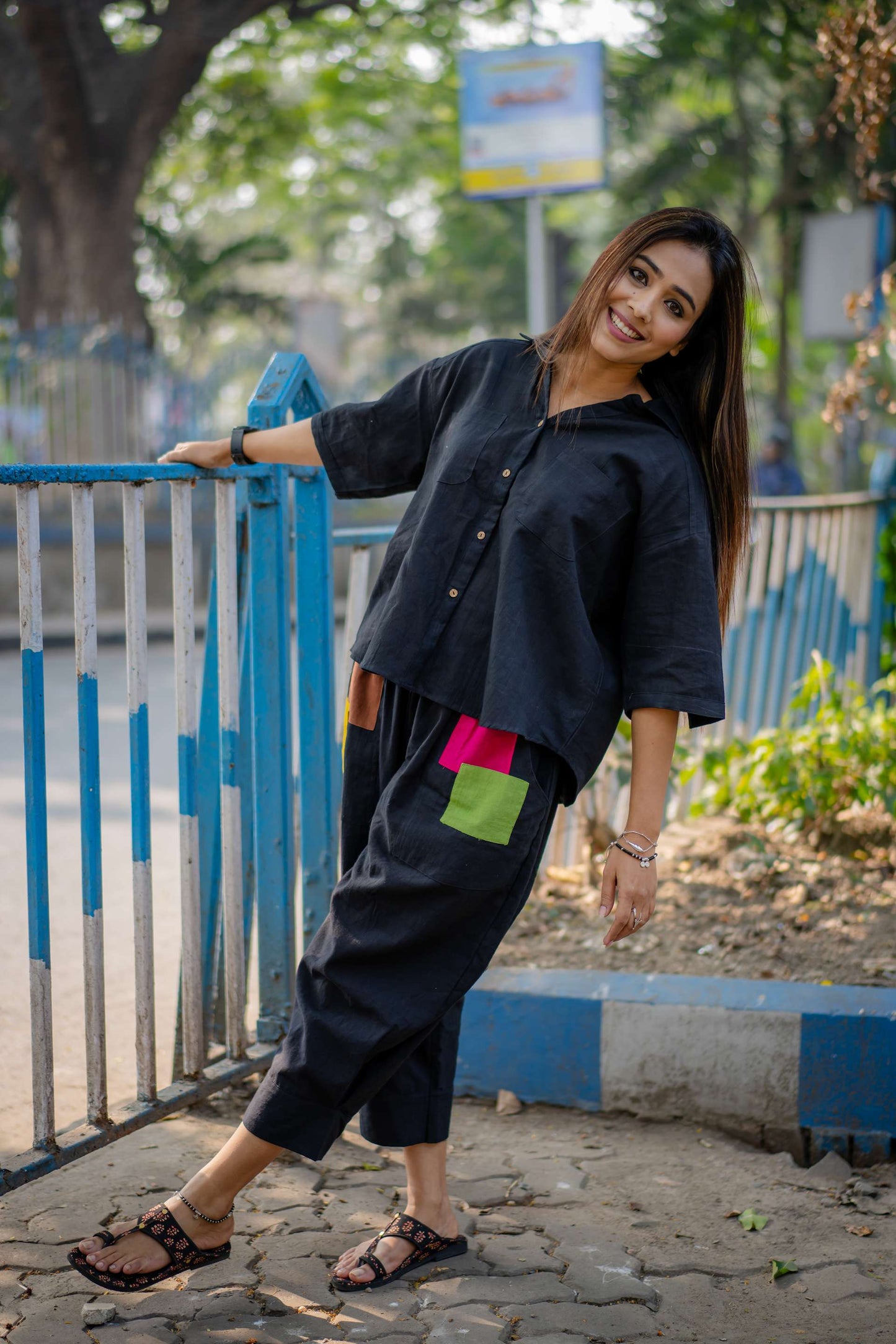 Handwoven Pure Khadi Black Boxy Shirt