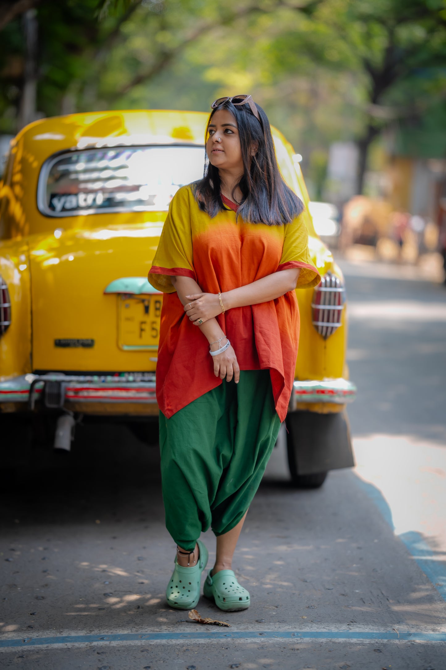 Boxy kaftan Style Loose Khadi Top ( Brown Ombre)