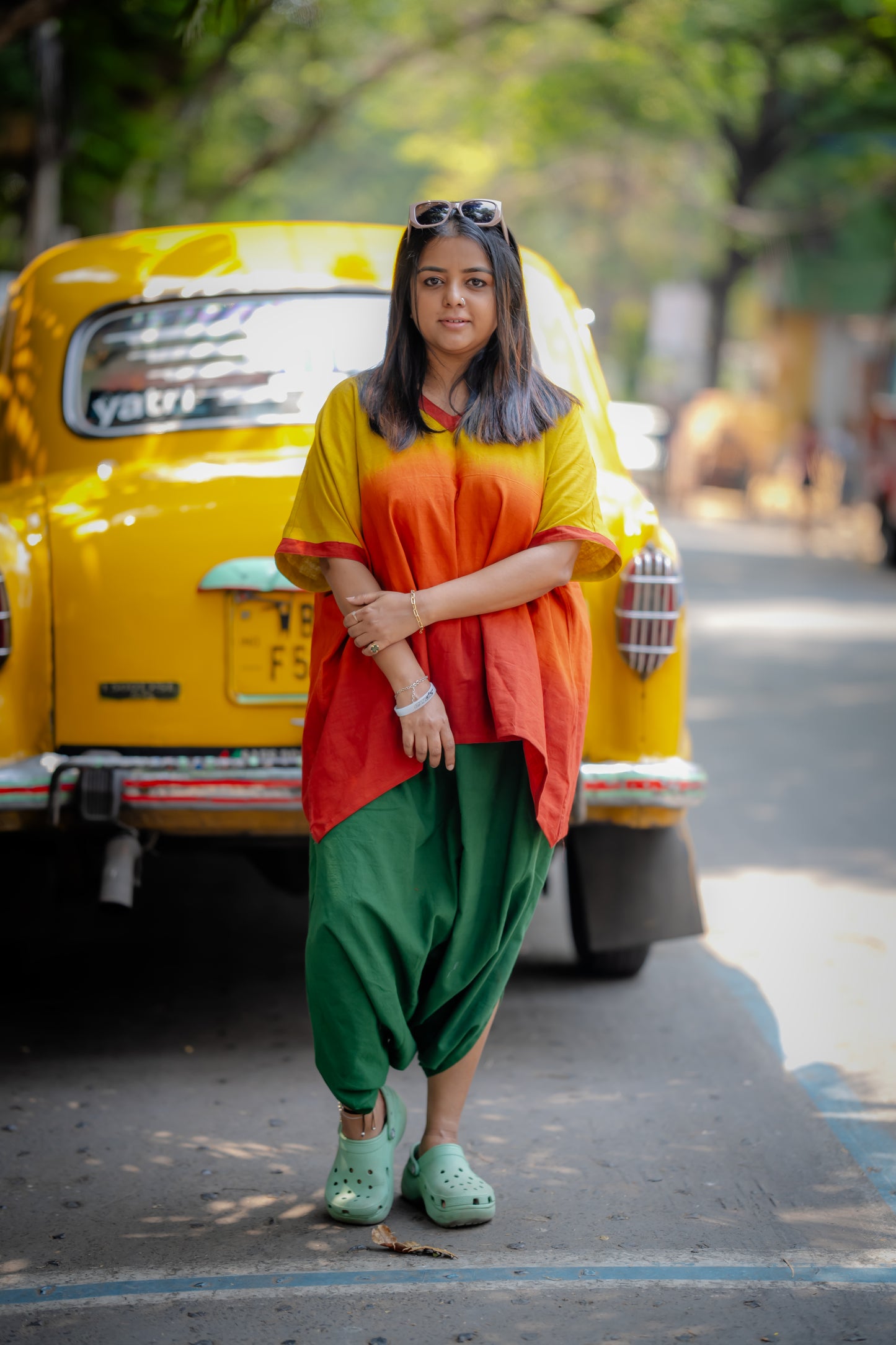 Boxy kaftan Style Loose Khadi Top ( Brown Ombre)