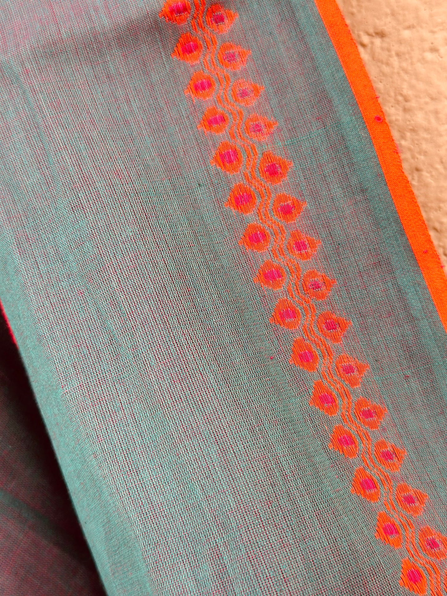 Handwoven Pure Bengal Cotton Saree ( Turquoise dual tone )