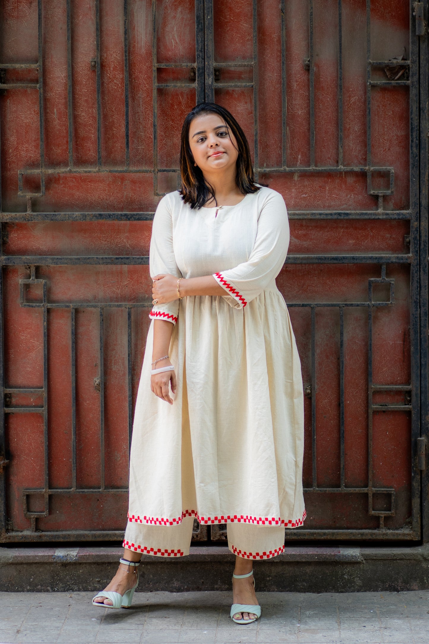 Uma Kurta Set( Pure Khadi Kurta Set with detailed Hand Embroidery)