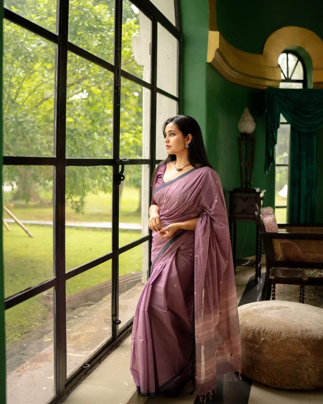 Blush 2.0- Handwoven Pure Cotton Begampuri Saree ( Lavender)